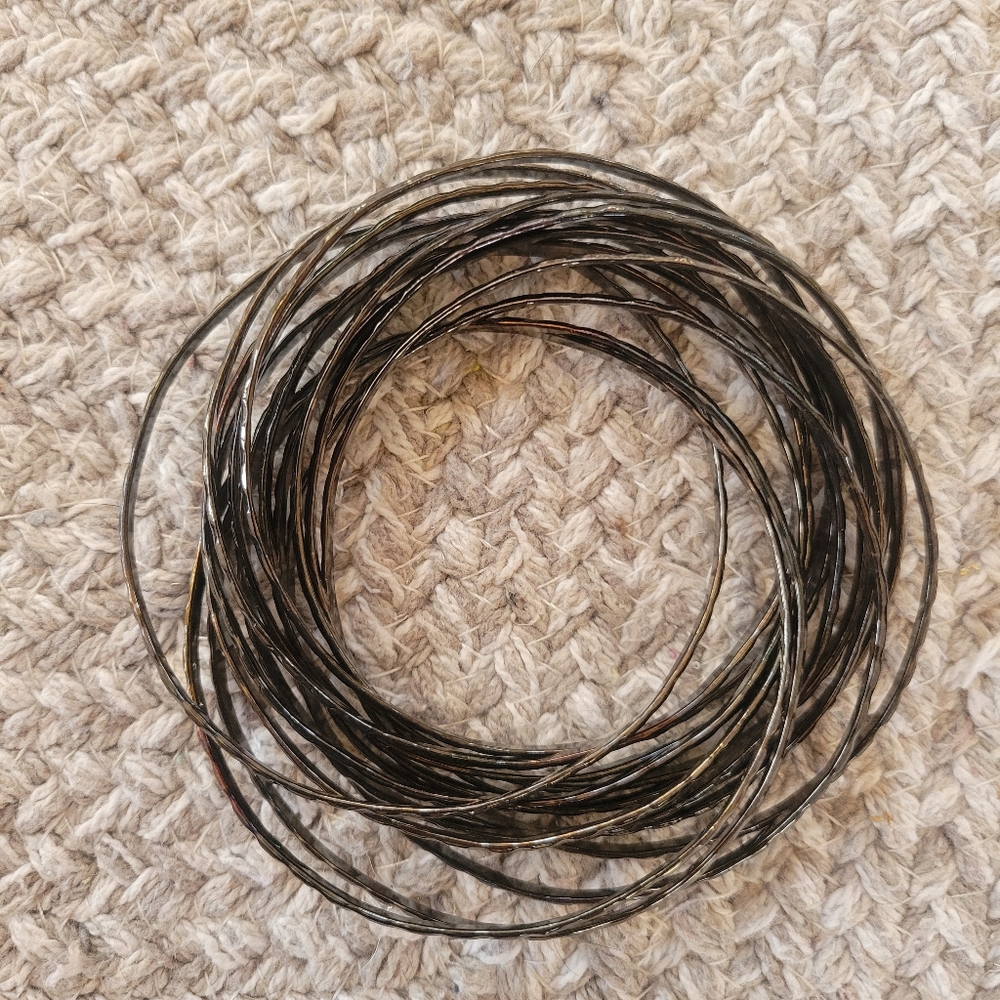 Shiny Gray Metallic Bangle Bracelets